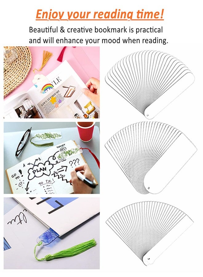 GetALift 30PCS Acrylic Bookmark Blanks, Clear Acrylic Craft Bookmarks with 30PCS Colorful Tassels, Transparent Rectangle Round Bookmarks Bulk for DIY Crafts Hanging Gift Tag Price Tags(3 Shape) - Image 5
