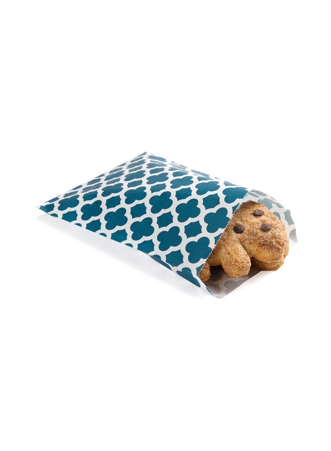 Restaurantware 7 x 5 Inch Cookie Bags, 100 Paper Treat Bags - Use As Party Favors Or Candy Bags, Navy Blue With Asian Monogram Paper Food Bags For Baked Goods, For Buffets Or Parties - Image 2