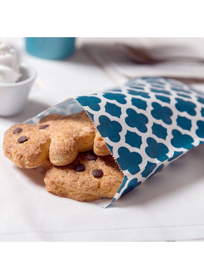 Restaurantware 7 x 5 Inch Cookie Bags, 100 Paper Treat Bags - Use As Party Favors Or Candy Bags, Navy Blue With Asian Monogram Paper Food Bags For Baked Goods, For Buffets Or Parties - Image 3