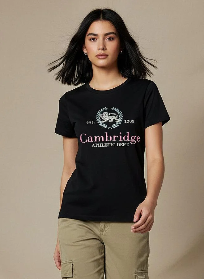 SP Characters Cotton T-shirt with Cambridge Embroidery