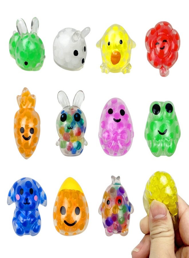 QINGQIU 12 PCS Easter Mini Stress Balls Squishies Stress Relief Toys for Easter Basket Stuffers Egg Fillers Gifts Party Favors - Image 1