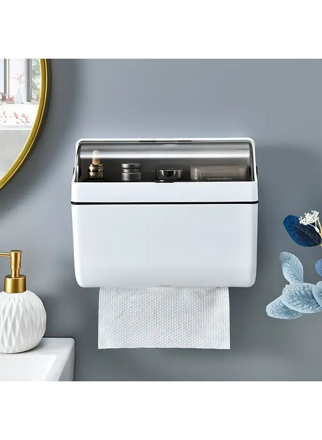 Wall Mounted Multi Functional Tissue Box Holder With Toothbrush Soap Dispenser - Image 2