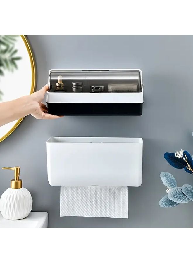 Wall Mounted Multi Functional Tissue Box Holder With Toothbrush Soap Dispenser - Image 3