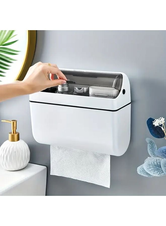 Wall Mounted Multi Functional Tissue Box Holder With Toothbrush Soap Dispenser - Image 5