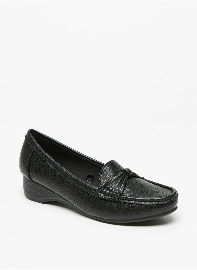 Flora Bella By Shoexpress - Women's Bow Accent Slip-On Loafers With Wedge Heels - Image 1