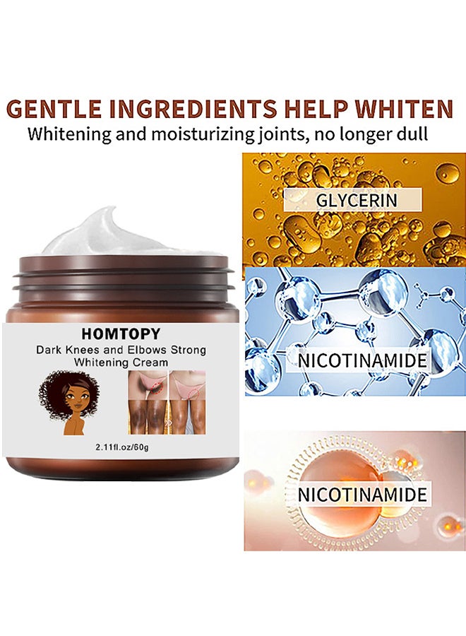 هومتوبس كريم تبييض قوي للركبتين والمرفقين الداكنين ، 60 جرام تخلص من المفاصل بسهولة في 7 أيام فقط تبييض البشرة يحسن لون البشرة كريم مغذي ومرطب - Image 2