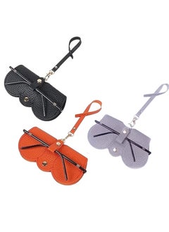 ShebSheb 3 PCS Soft Leather Sunglasses Bag Eyeglass Case Portable Anti-Scratch Sunglasses Pouch Anti-Stress Sun Glasses Storage Bag with Lanyard for Women Men Glasses Protective Case for Travel Home  - Image 1