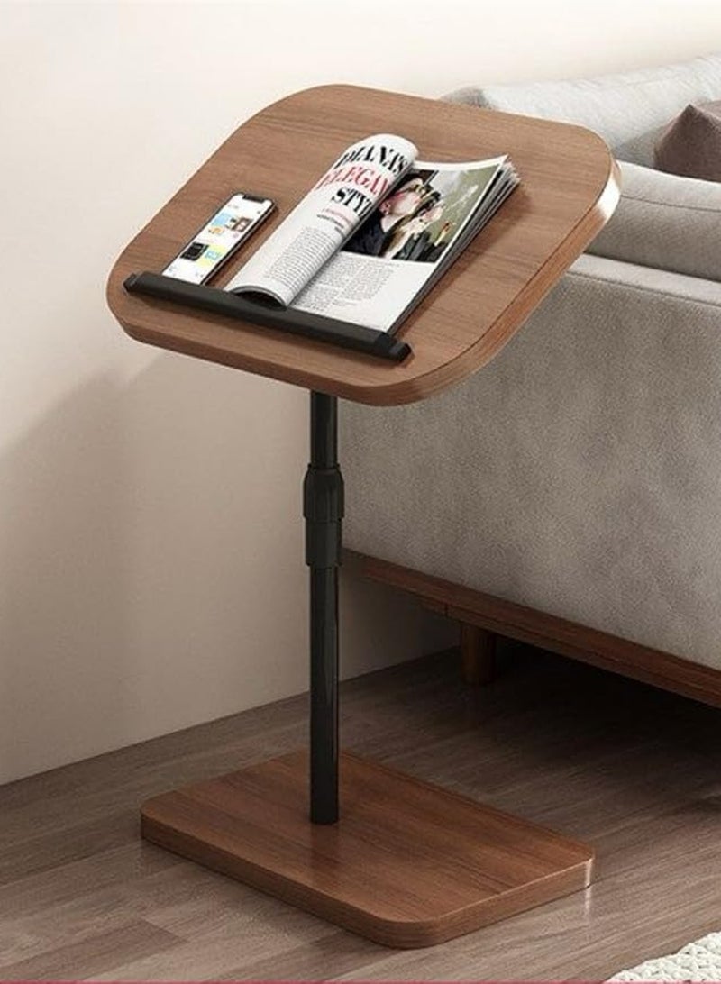LOOPITYS Table, side table, (walnut) height adjustable, 360 ° rotating flip top side table, small C-shaped side table, suitable for sofas, living rooms, bedrooms, TV tray tables, beverage tables, snack tables - Image 2