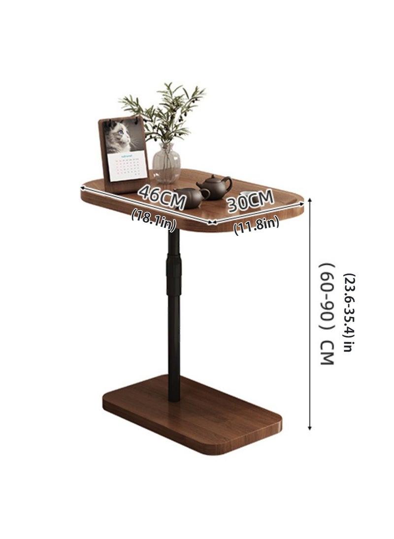 LOOPITYS Table, side table, (walnut) height adjustable, 360 ° rotating flip top side table, small C-shaped side table, suitable for sofas, living rooms, bedrooms, TV tray tables, beverage tables, snack tables - Image 3