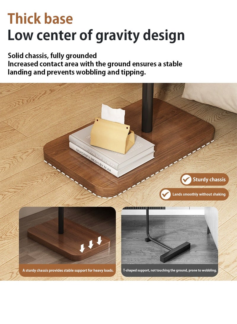 LOOPITYS Table, side table, (walnut) height adjustable, 360 ° rotating flip top side table, small C-shaped side table, suitable for sofas, living rooms, bedrooms, TV tray tables, beverage tables, snack tables - Image 5