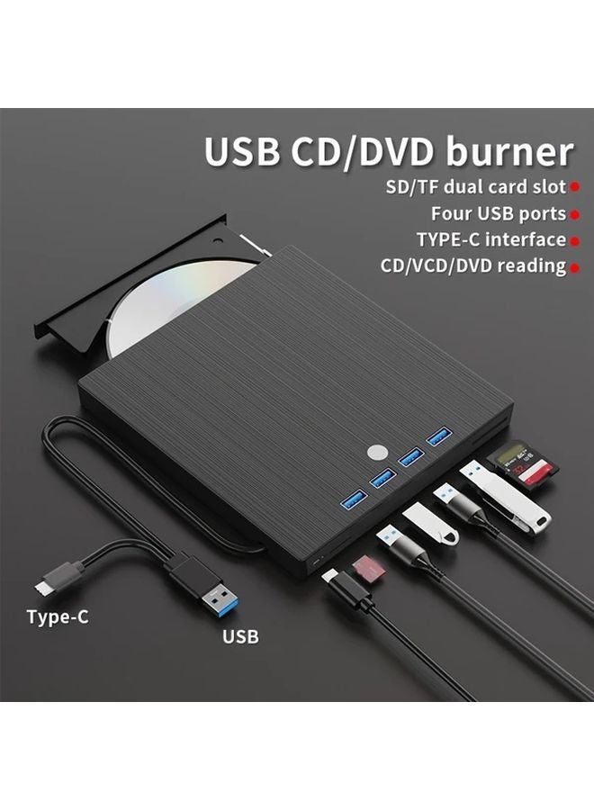 8 في 1 محرك أقراص DVD CD RW خارجي محمول بمنفذ USB 3.0 و Type-C، طراز ECD839، ملون لأجهزة الكمبيوتر المحمولة والكمبيوتر الشخصي - Image 3