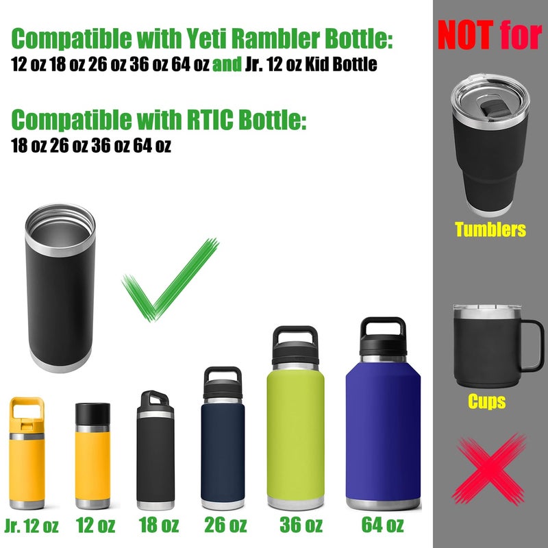 Acemoo Chug Lid for YETI Rambler Lid Replacement - 12 18 26 36 64 oz and Jr. 12 oz Kids Bottle, Flex Handle Spout Cap for YETI Straw Lid Accessories, Cap Top Removable Gasket Easy to Clean, BPA free - Image 5