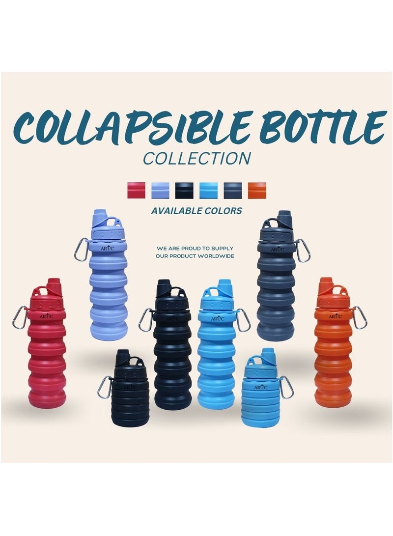 ARTC Silicone Collapsible Food Grade Water Bottle For Sports And Reusable Leakproof Foldable And Detachable BPA Free Bottle With Carabiner For Hiking, Cycling And Travel And School, Single Color - Image 3