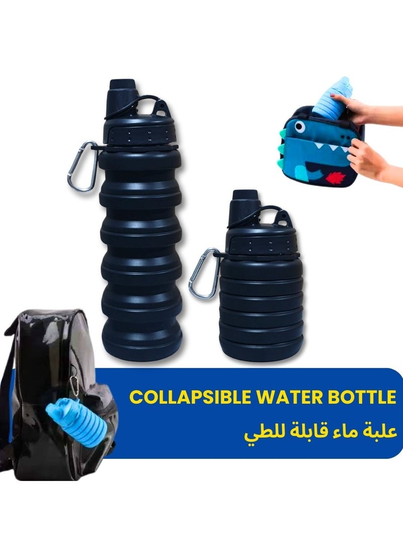 ARTC Silicone Collapsible Food Grade Water Bottle For Sports And Reusable Leakproof Foldable And Detachable BPA Free Bottle With Carabiner For Hiking, Cycling And Travel And School, Single Color - Image 2