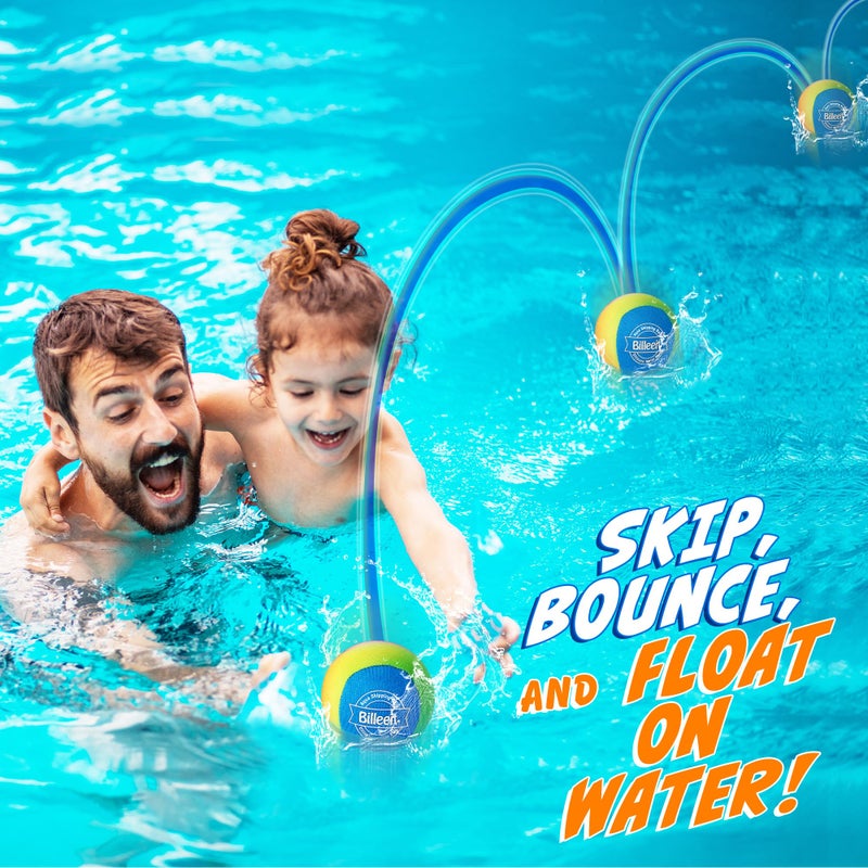 Billeeit 5Pcs Water Skipping Balls for Pool Play, Rainbow Color Splash Water Bouncing Balls with Portable Mesh Bag, Fun Beach Toys & Games for Kids 3+ 4-8-12 and Adults - Image 5