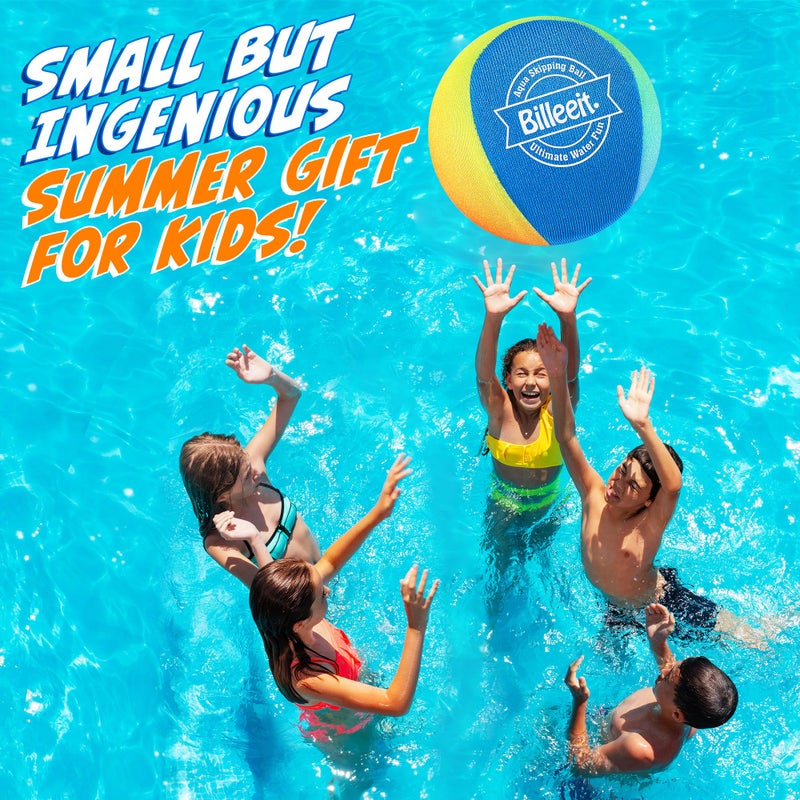 Billeeit 5Pcs Water Skipping Balls for Pool Play, Rainbow Color Splash Water Bouncing Balls with Portable Mesh Bag, Fun Beach Toys & Games for Kids 3+ 4-8-12 and Adults - Image 4