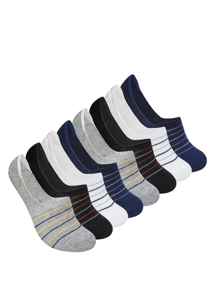 Tango تانغو 8 أزواج من الجوارب الرجالية المخططة غير المرئية - قطن غير قابل للانزلاق - بطانات غير مرئية - مقاس EU 40 إلى 45 (مخطط متعدد - 8 أزواج) - Image 1