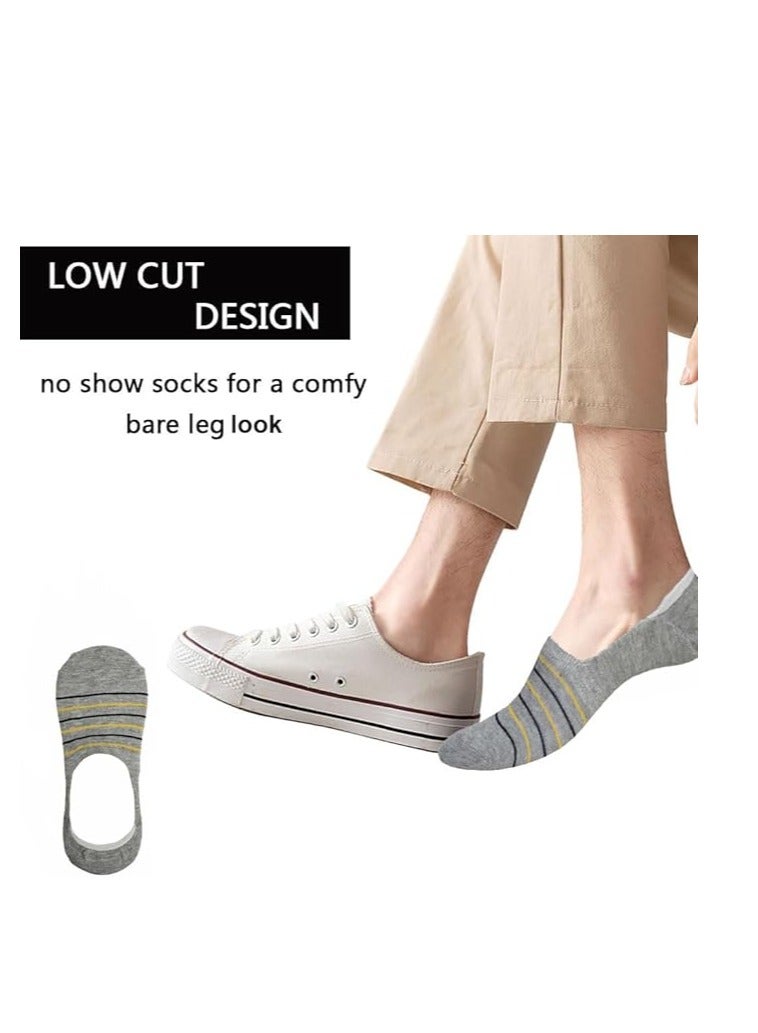 Tango تانغو 8 أزواج من الجوارب الرجالية المخططة غير المرئية - قطن غير قابل للانزلاق - بطانات غير مرئية - مقاس EU 40 إلى 45 (مخطط متعدد - 8 أزواج) - Image 2