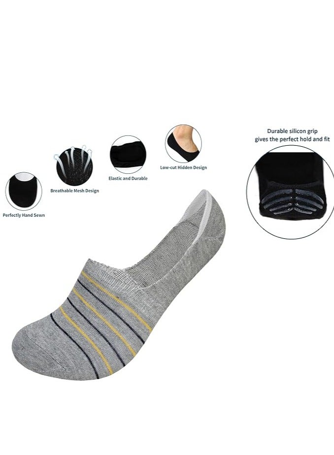 Tango تانغو 8 أزواج من الجوارب الرجالية المخططة غير المرئية - قطن غير قابل للانزلاق - بطانات غير مرئية - مقاس EU 40 إلى 45 (مخطط متعدد - 8 أزواج) - Image 3