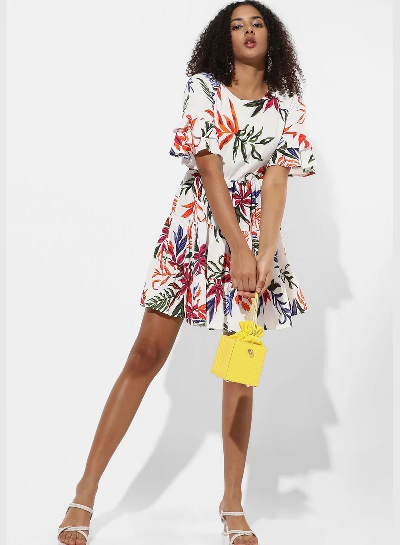 Campus Sutra Tiered Floral Dress