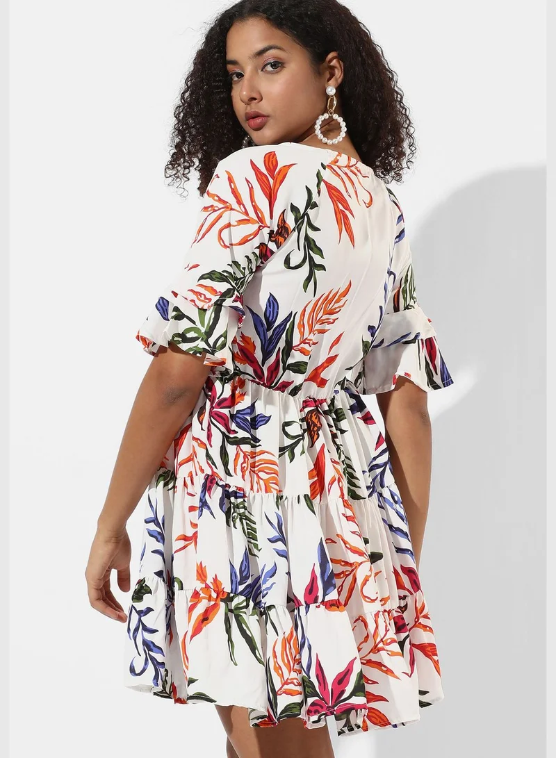 Campus Sutra Tiered Floral Dress