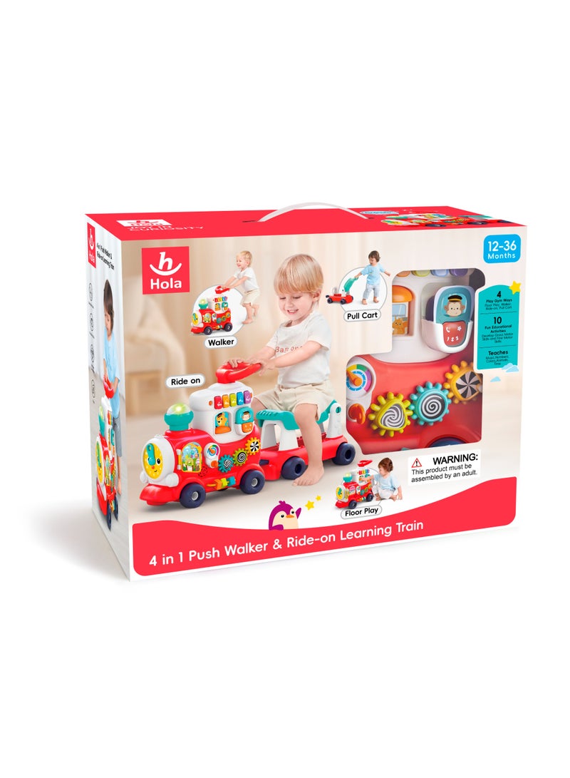 Hola 4in1 Push Walker & Ride-on Learning Train, Interactive Toy w/ Music, Lights & Sounds, Convertible Push Walker, Pull-Along Wagon, Learning Activity, Motor Skills & Imagination for Kids 12M+ - Image 3