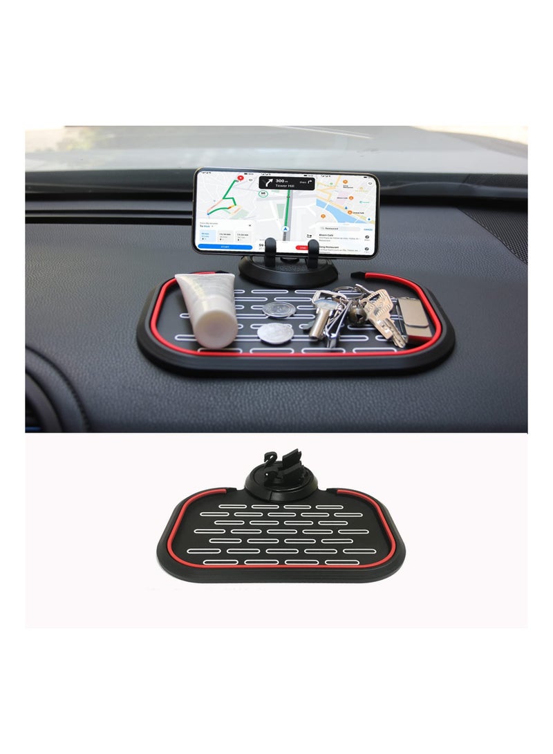 SYOSI Dashboard Phone Holder for Car, Universal 360 Degree Rotating Car Phone Holder Multifunctional Anti-Shake Phone Mat for Cell Phone GPS Sunglasses Keychains Coins with Temporary Parking Number - Image 1