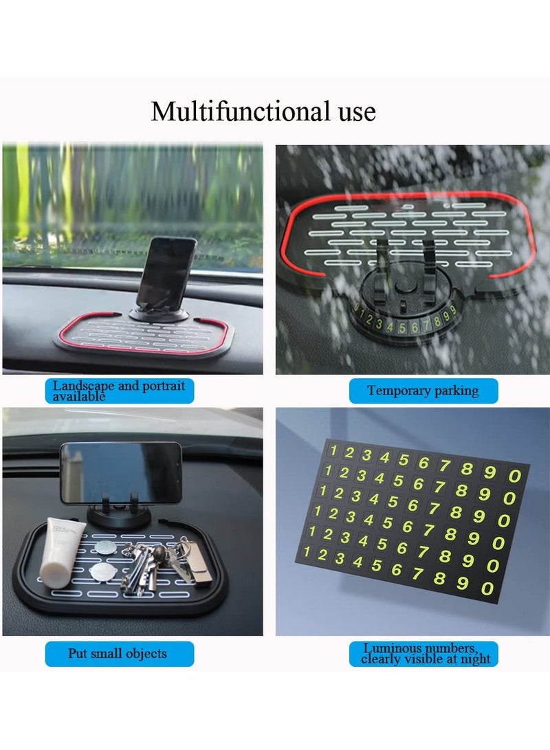 SYOSI Dashboard Phone Holder for Car, Universal 360 Degree Rotating Car Phone Holder Multifunctional Anti-Shake Phone Mat for Cell Phone GPS Sunglasses Keychains Coins with Temporary Parking Number - Image 5