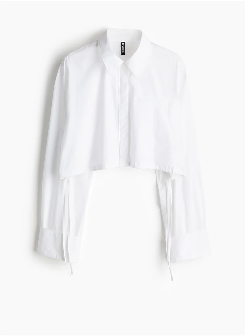 H&M Cropped Drawstring-Detail Shirt