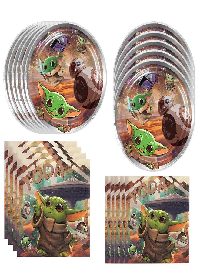 Omto 40Pack Baby Yoda Party Supplies include 20 plates, 20 napkins for Baby Yoda party decoration - Image 1