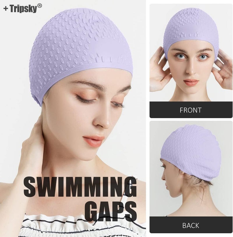 Tripsky Silicone Swim Cap,Comfortable Bathing Cap Ideal for Curly Short Medium Long Hair, Swimming Cap for Women and Men, Shower Caps Keep Hairstyle Unchanged… - Image 5