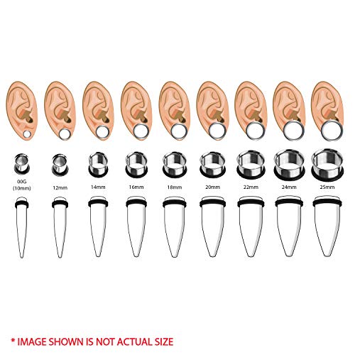 BodyJ4You 36PC Ear Stretching Kit - 00G-25mm Big Gauges - Black Surgical Steel Single Flare Tunnels Plugs Acrylic Tapers - Stretchers Weights Expanders Eyelets - Image 2