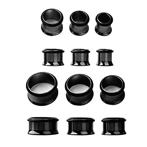 BodyJ4You 36PC Ear Stretching Kit - 00G-25mm Big Gauges - Black Surgical Steel Single Flare Tunnels Plugs Acrylic Tapers - Stretchers Weights Expanders Eyelets - Image 4