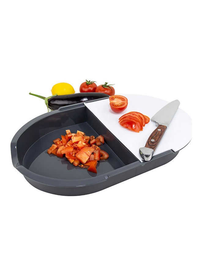 Royalford 2 Chamber Cutting Board- RF10930| 2-IN-1 Plastic Cutting Board for Cutting and Washing Grey - Image 1