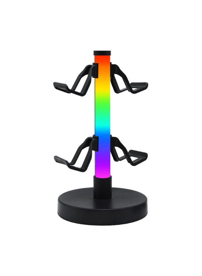 حامل سماعات رأس مع أوضاع إضاءة - إضاءة محيطة، حامل وحدة تحكم مكتبي - حامل سماعات رأس قابل للدوران مع خطاف وحدة تحكم قابل للفصل، مناسب لإكسسوارات سماعات رأس الكمبيوتر (أسود) - Image 1