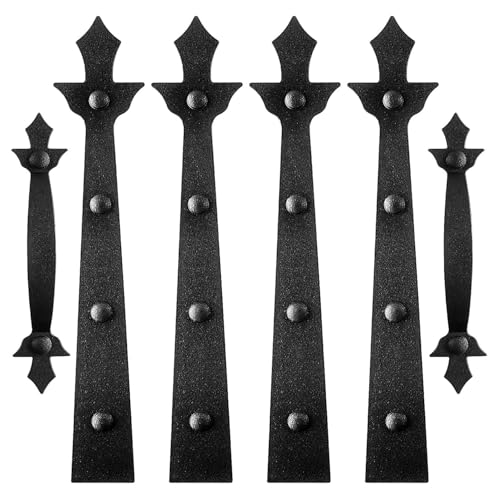 JFOGO Garage Door Strong Magnetic Decorative Hardware Set,4 Faux Garage Door Hinges and 2 Handles,Black Magnetic Decoration Attractive Accents Curb Appeal(6Pcs) - Image 1