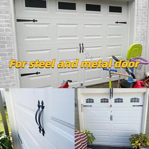 JFOGO Garage Door Strong Magnetic Decorative Hardware Set,4 Faux Garage Door Hinges and 2 Handles,Black Magnetic Decoration Attractive Accents Curb Appeal(6Pcs) - Image 5