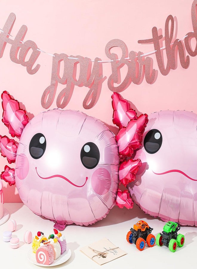 Trandraft 9 Pcs Axolotl Birthday Decorations Inflatable Party Supplies Include 4 Pcs Aluminum Foil Balloons 4 Round Balloons and 1 Axolotl Birthday Banner for Themed Party(Pink) - Image 5