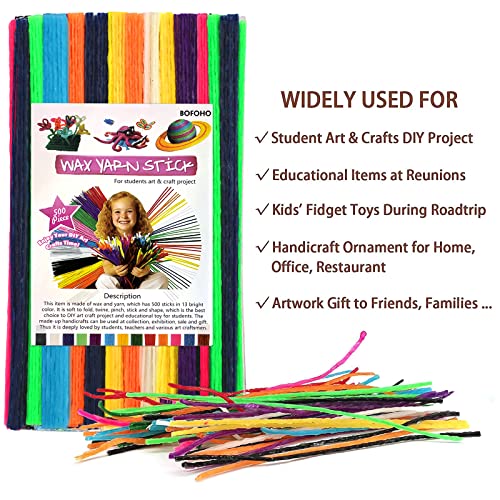Bofoho 500pcs Wiky Sticks Art Crafts Wax Yarn Sticks Bendable Camping Essentials for Kids Toddlers Travel Road Trip Activities Perfect Handicraft Christmas Gift - Image 4