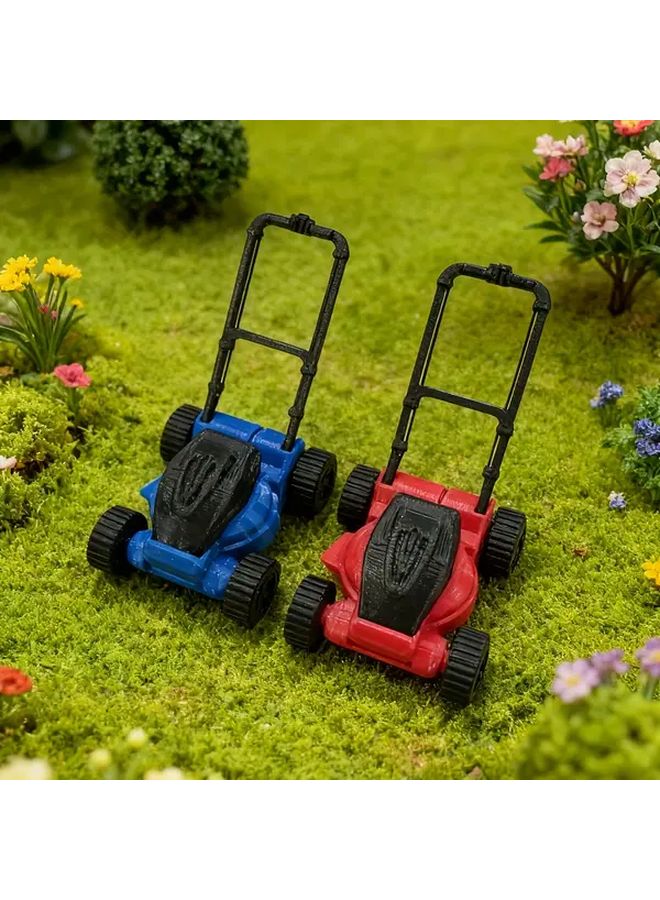 1 12 Scale Miniature Lawn Mower Model Dollhouse Garden Push Weeder Decor - Image 4