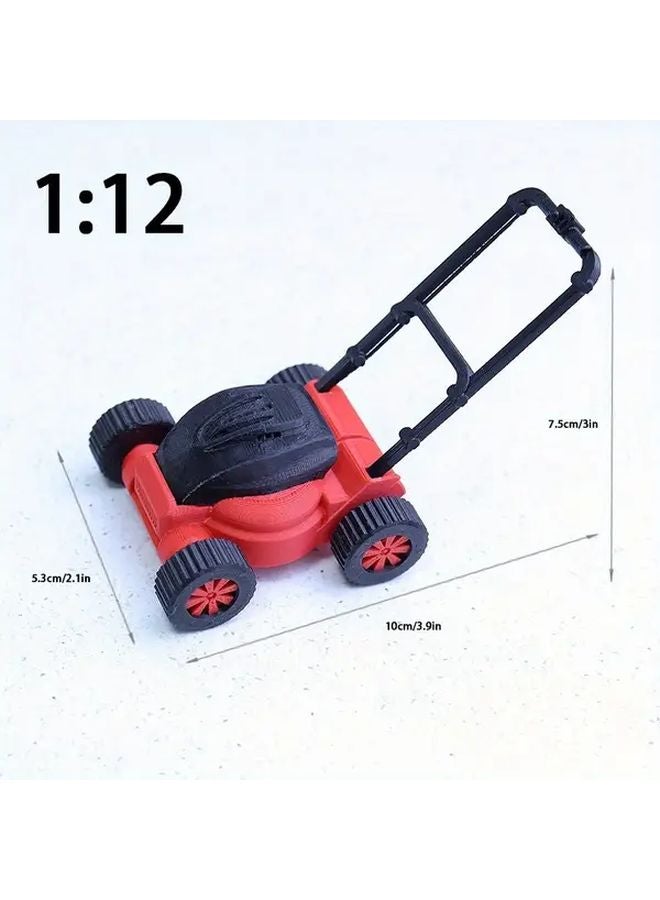 1 12 Scale Miniature Lawn Mower Model Dollhouse Garden Push Weeder Decor - Image 3