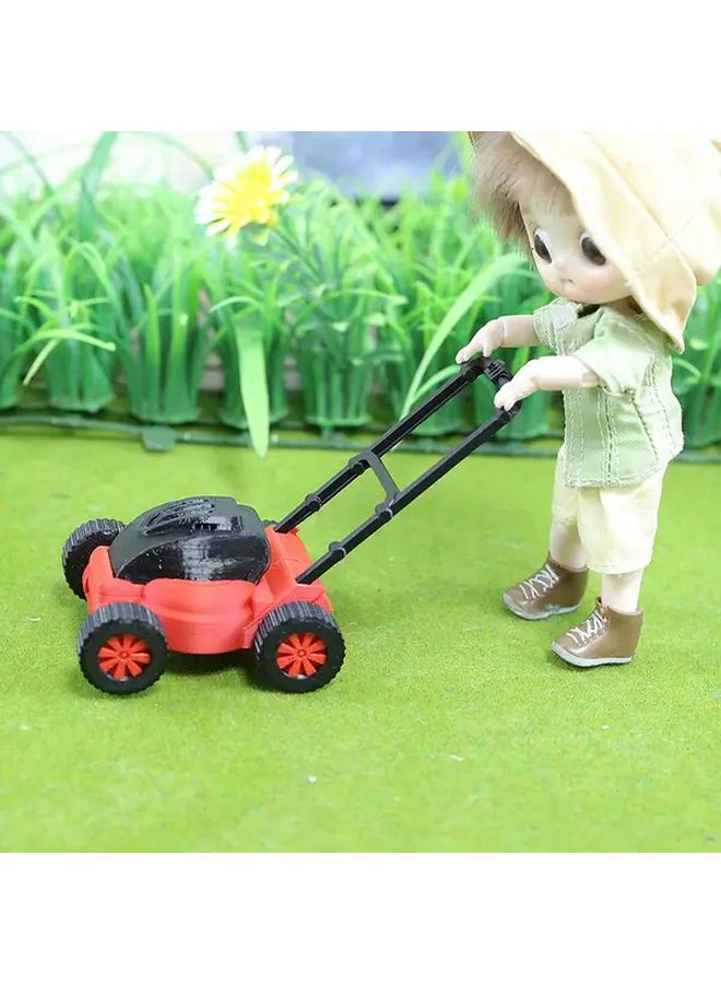 1 12 Scale Miniature Lawn Mower Model Dollhouse Garden Push Weeder Decor - Image 2