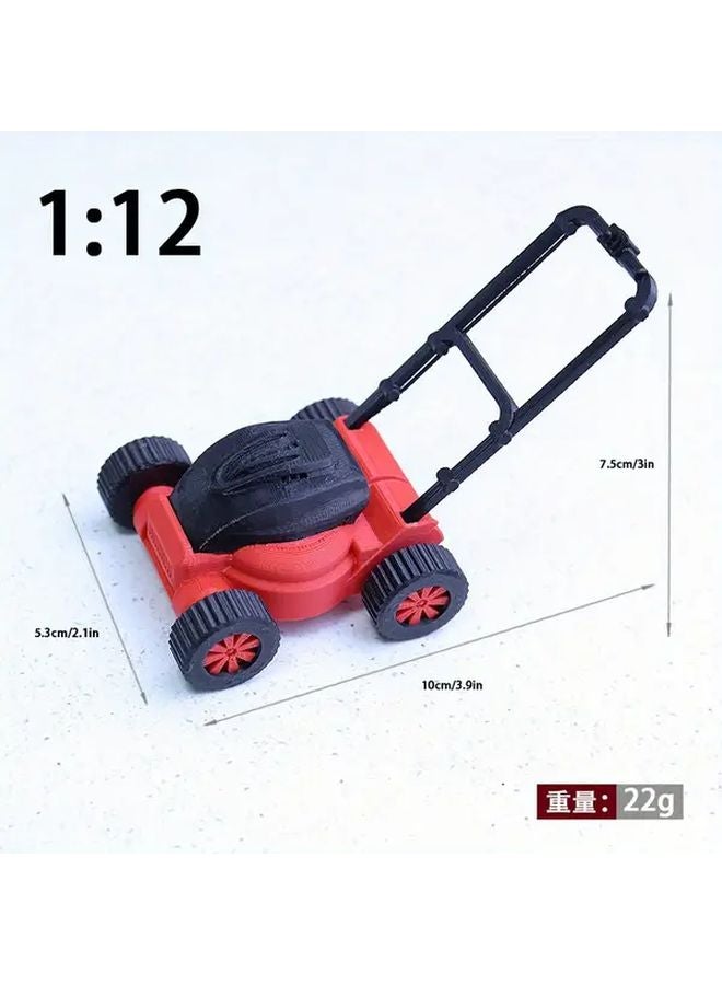 1 12 Scale Miniature Lawn Mower Model Dollhouse Garden Push Weeder Decor - Image 1