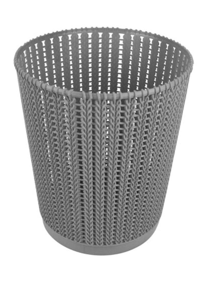 Palm round office basket, gray, with silver crescent and star design, 6221999348124g