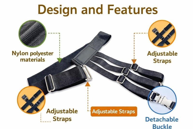 MINNESOTA Shirt Stays for Men Belt Upgrade Adjustable Elastic Garter Military Shirts Holder with Non-slip Locking Clamps, Men Shirt Suspenders, Shirts Tucker Belt (Free Size, Black, 1 Pair) - Image 4