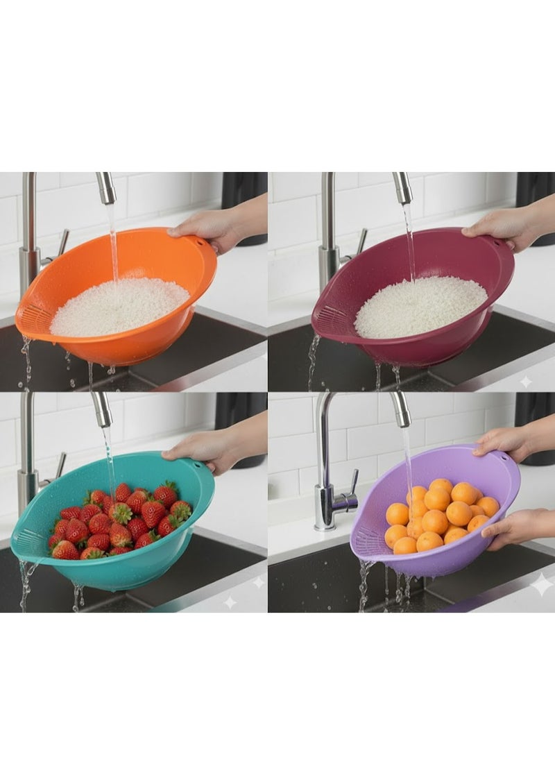 favilla Kitchen colander for washing rice and fruits – quick, mess-free drainage (smart side-hole design), convenient and easy-to-clean design – multi-colored - Image 1
