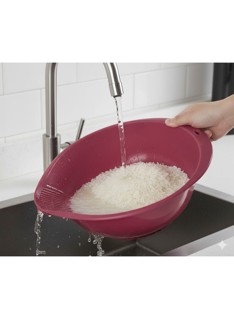favilla Kitchen colander for washing rice and fruits – quick, mess-free drainage (smart side-hole design), convenient and easy-to-clean design – multi-colored - Image 3