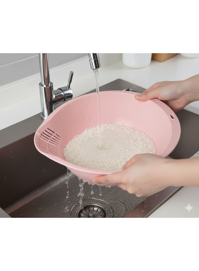 favilla Kitchen colander for washing rice and fruits – quick, mess-free drainage (smart side-hole design), convenient and easy-to-clean design – multi-colored - Image 2