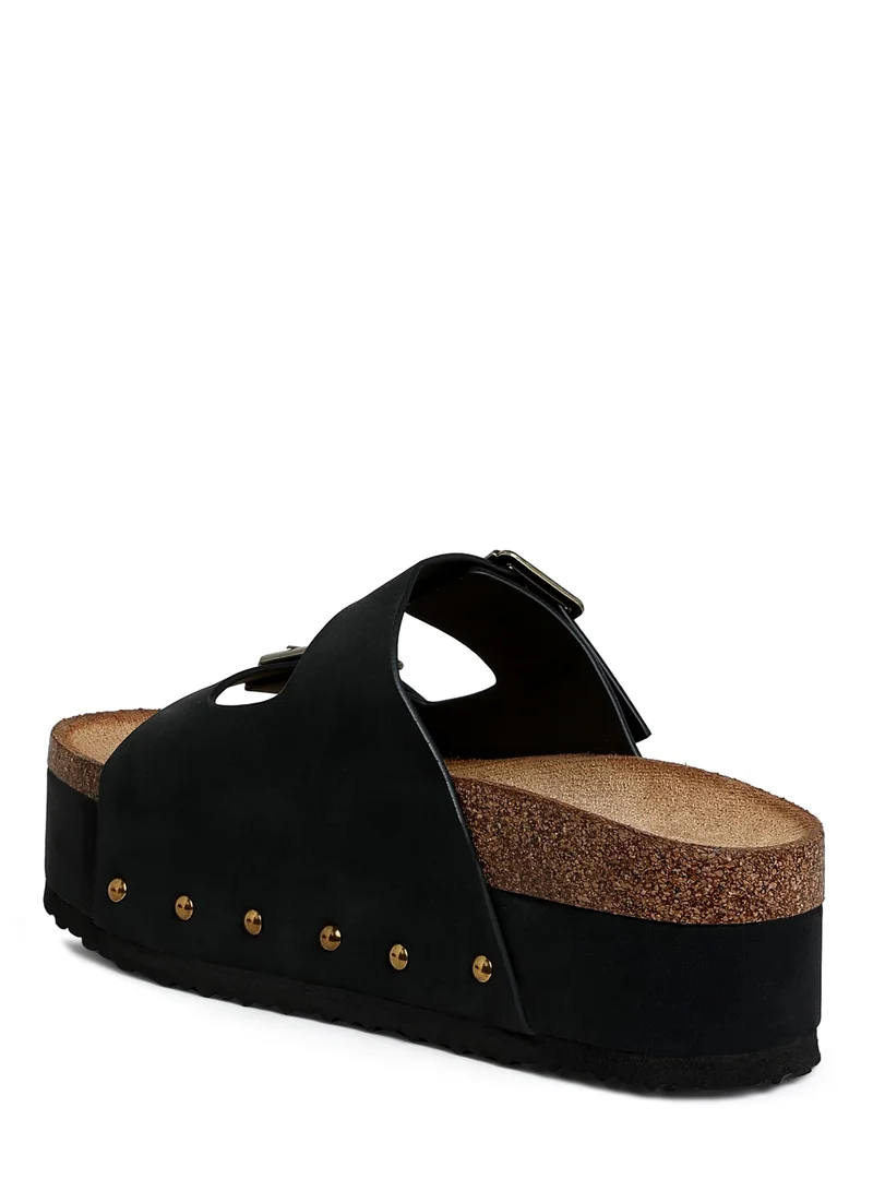 London Rag Studded Faux Leather Slip Ons in Black