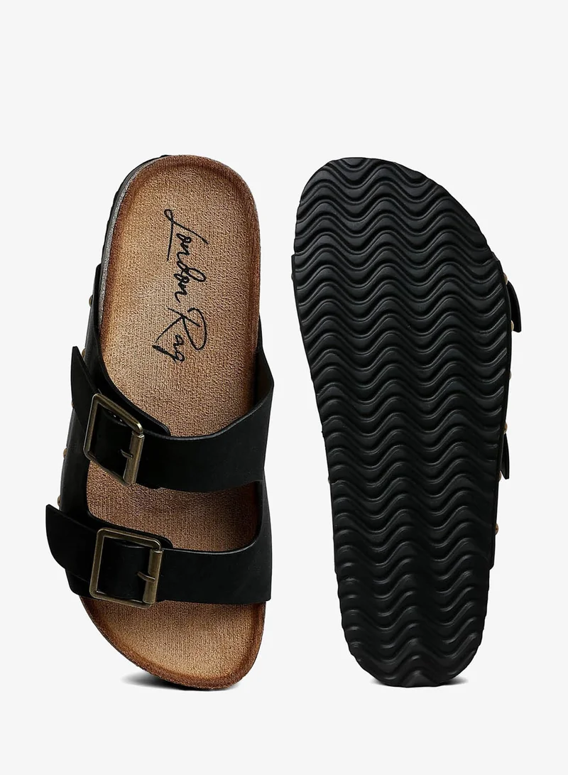 London Rag Studded Faux Leather Slip Ons in Black